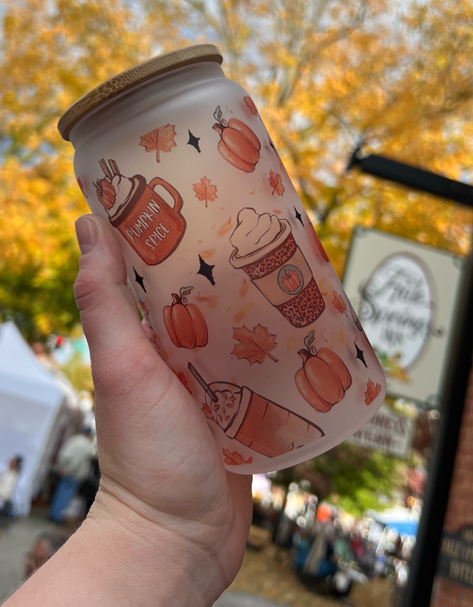 Pumpkin Spice Glass Can Cup