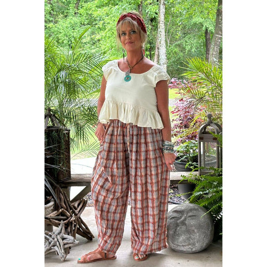 Jaded Gypsy Clear Skies Bubble Pants - Plaid