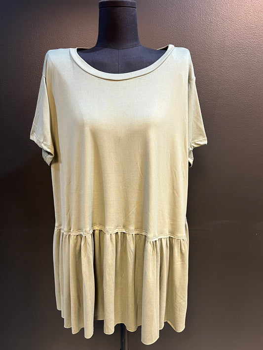 Entro Avocado Ruffle Bottom Shirt