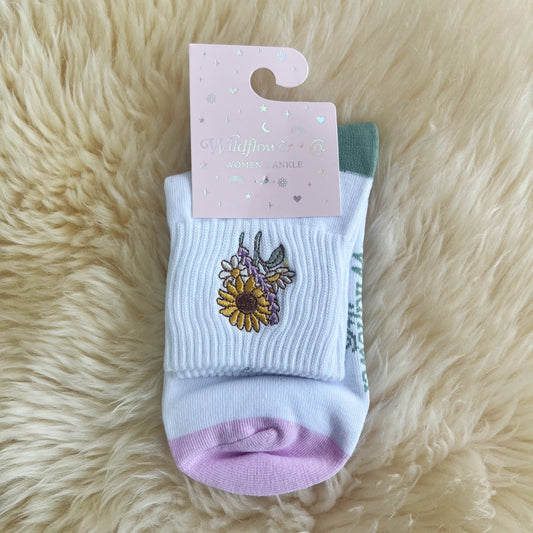 Sunflower Embroidered Socks