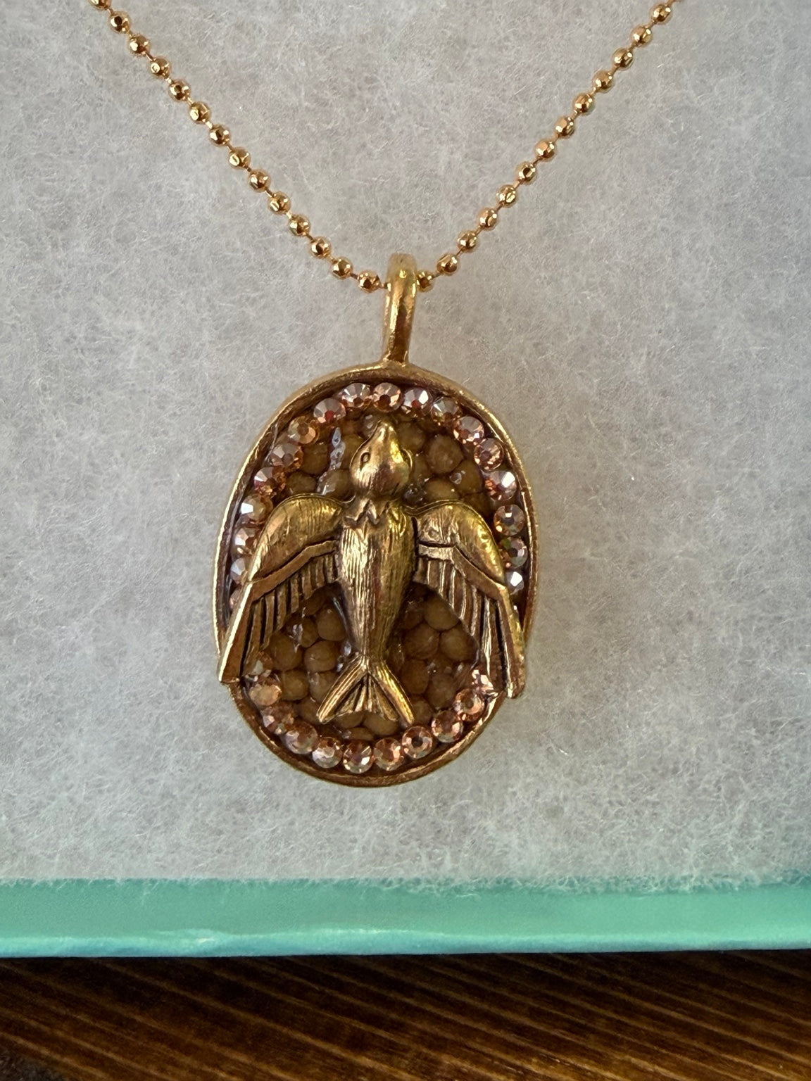 Mustard Seed Dove Oval Necklace