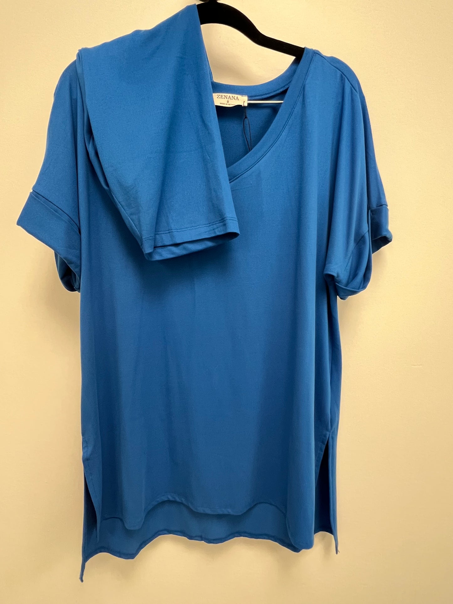 Zenana Royal Blue Shirt/Biker Short Set