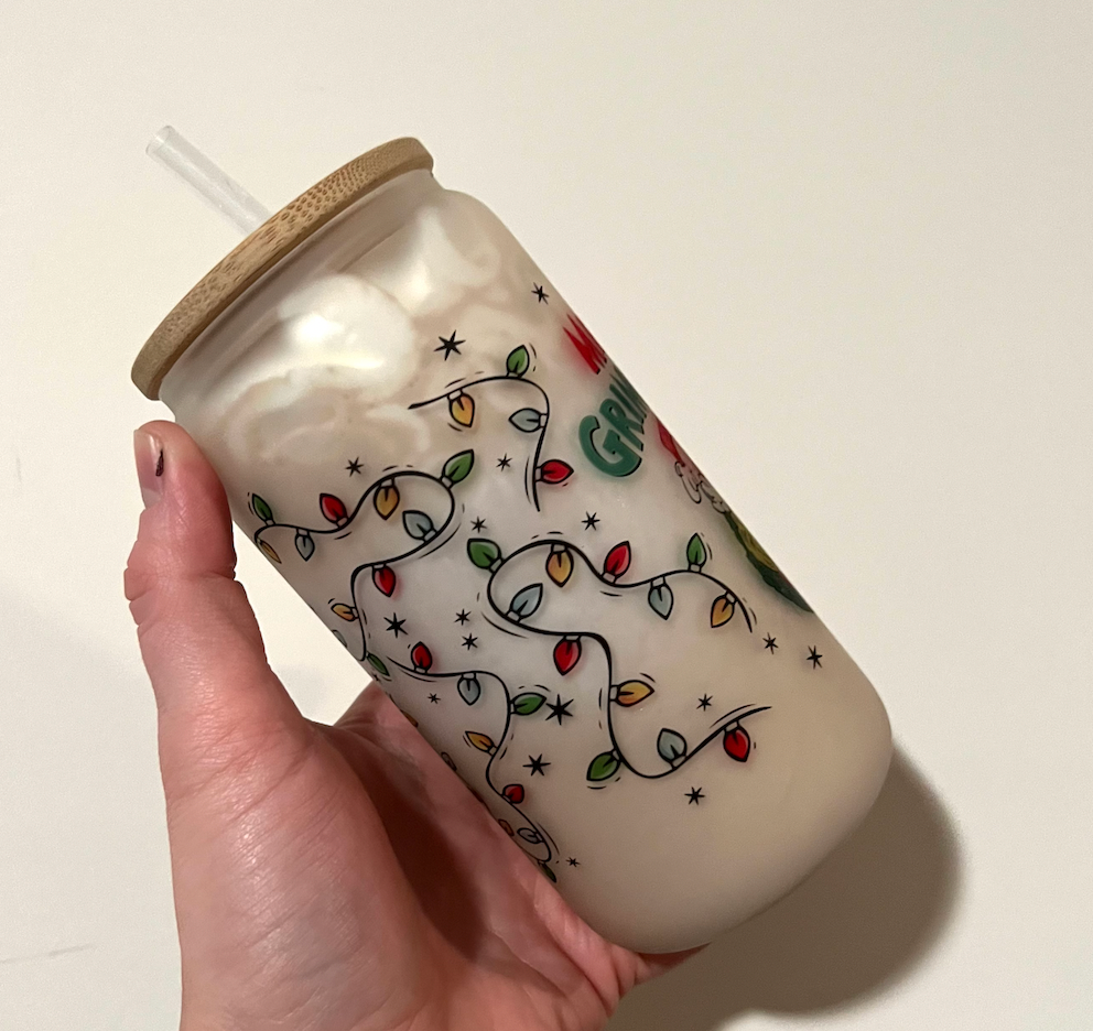 Grinchmas Glass Can Cup