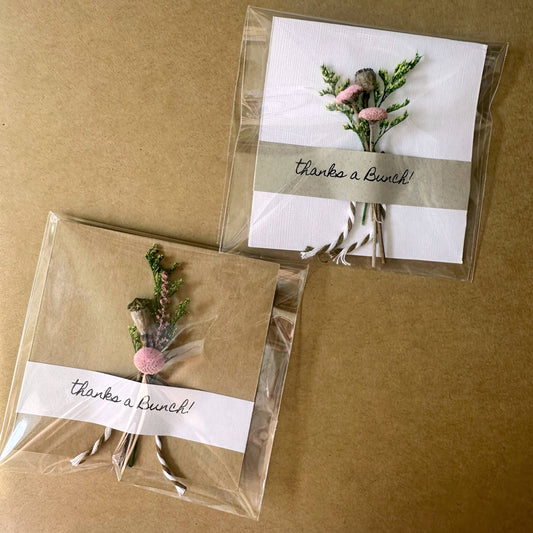 Thanks a Bunch Mini Pink Dried Floral Bouquet Card
