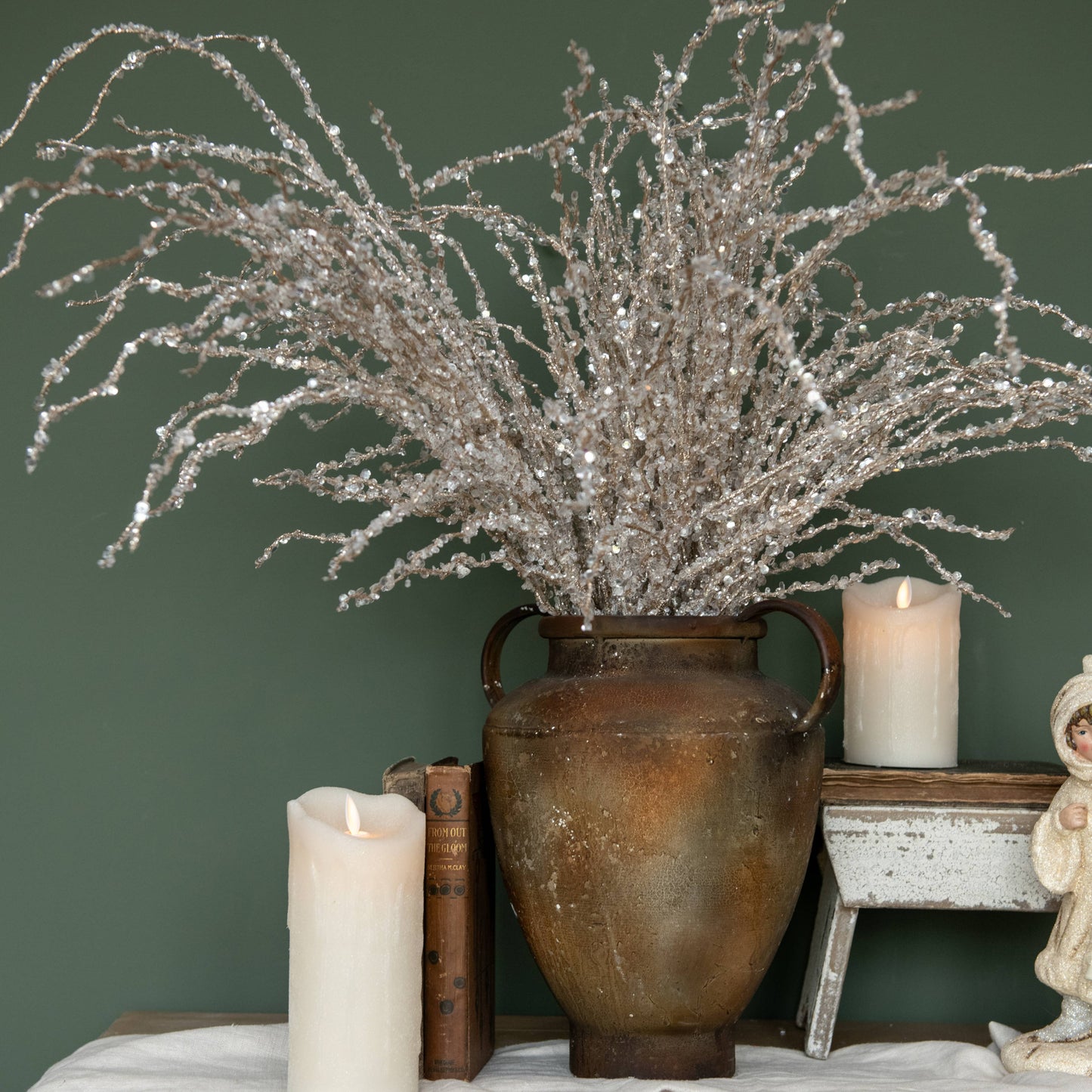 33.5" GLITTERED CHAMPAGNE TWIG SPRAY