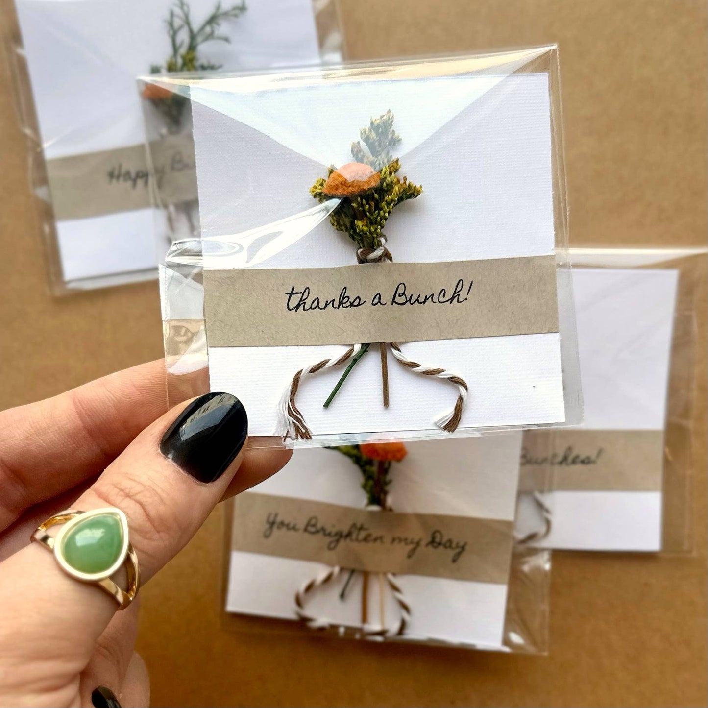 Thanks a Bunch Mini Orange Dried Floral Bouquet Card