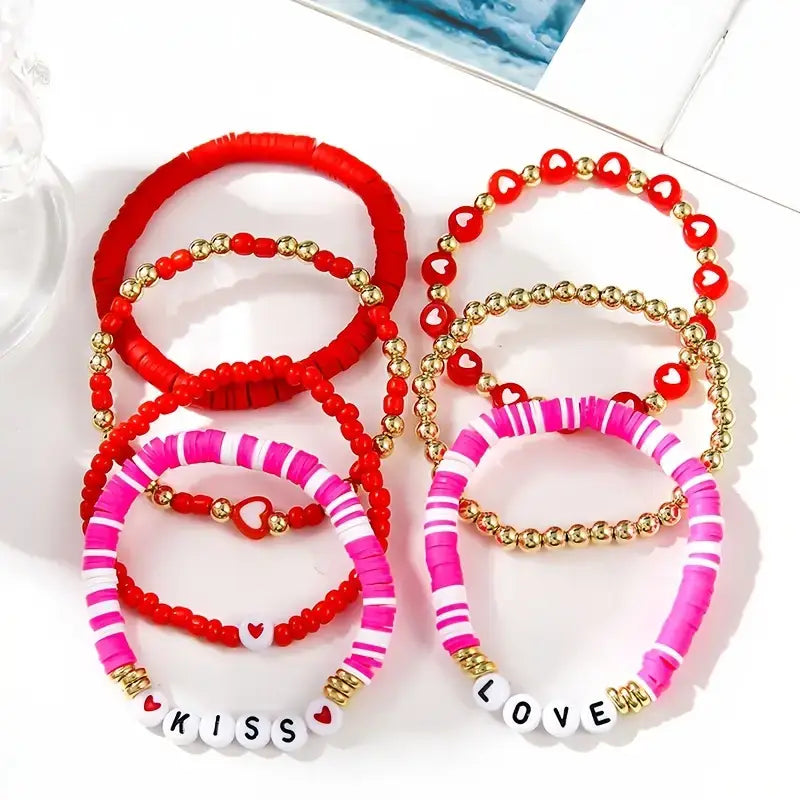 Valentine Beaded Bracelet Set