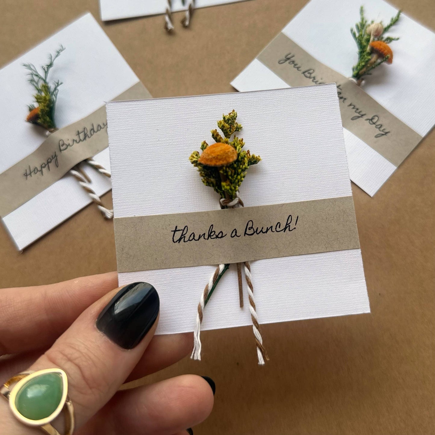Thanks a Bunch Mini Orange Dried Floral Bouquet Card