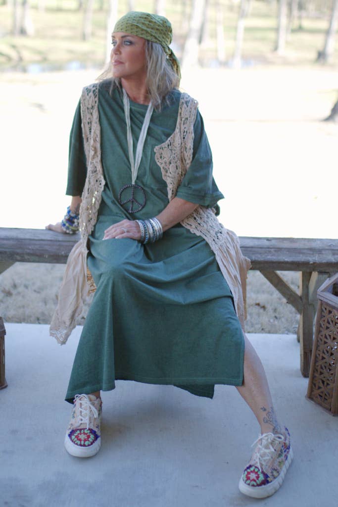 Jaded Gypsy Cute Comfort Dress - Emerald Primrose Rags & Lace Jaded Gypsy Cute Comfort Dress - Emerald Primrose Rags & Lace
