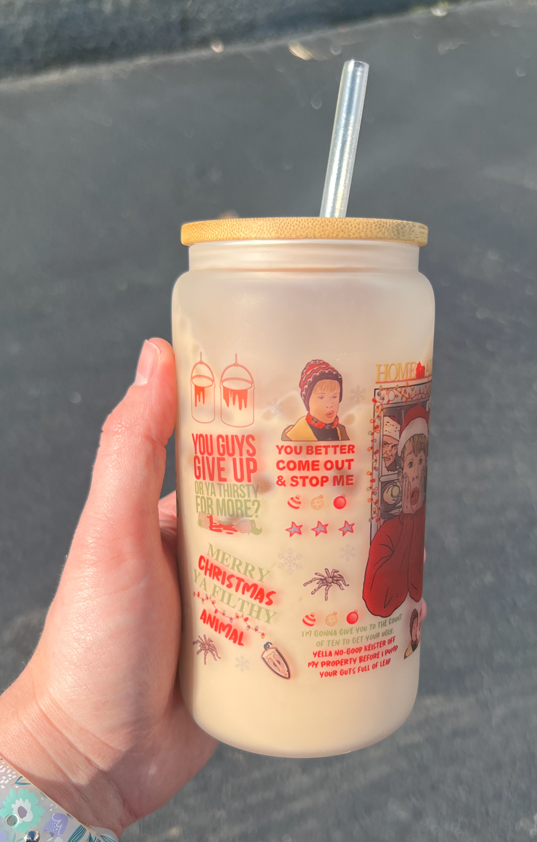 Home Alone Collage Glass Can