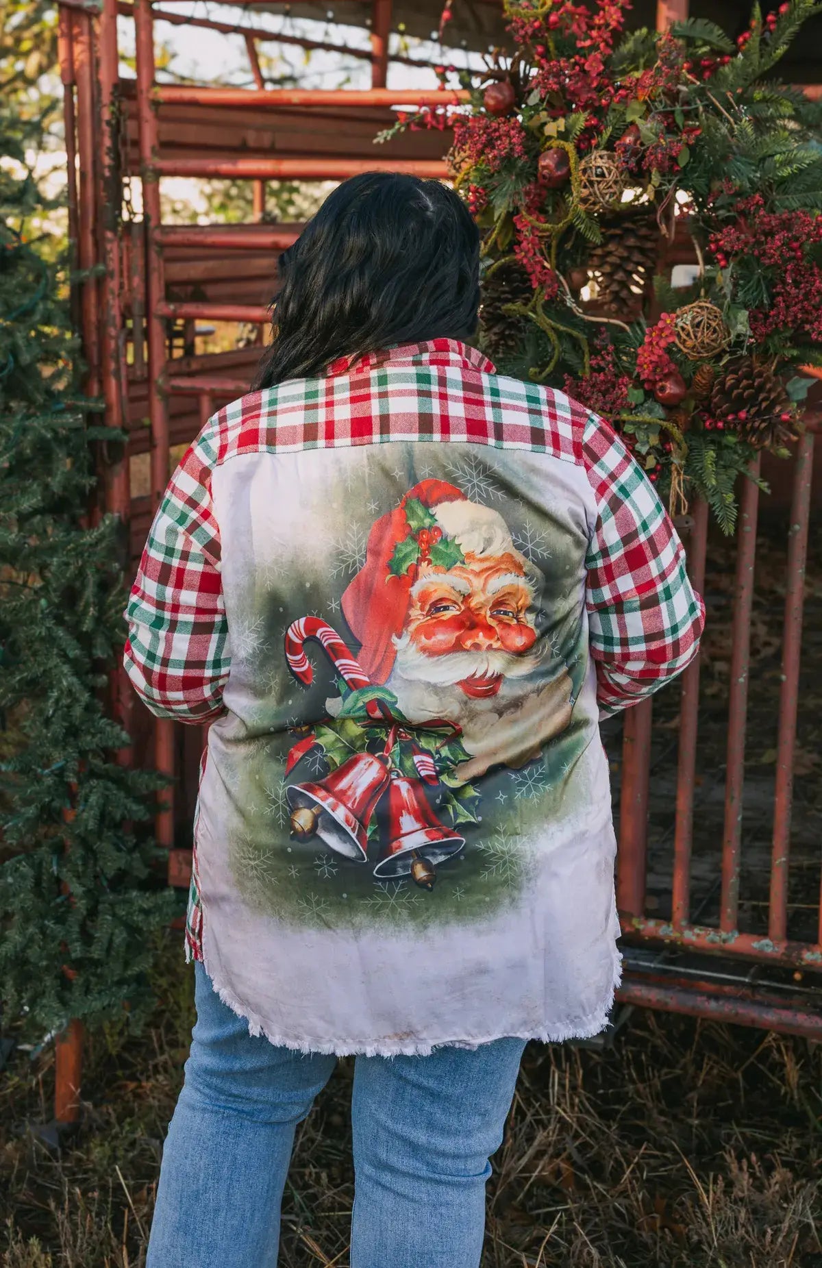 Vintage Santa Silk-Back Christmas Plaid