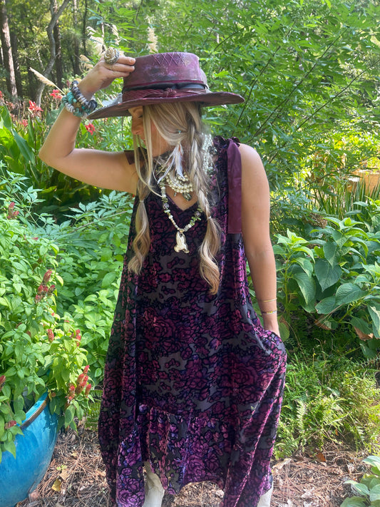 Magenta Velvet High Low Dress