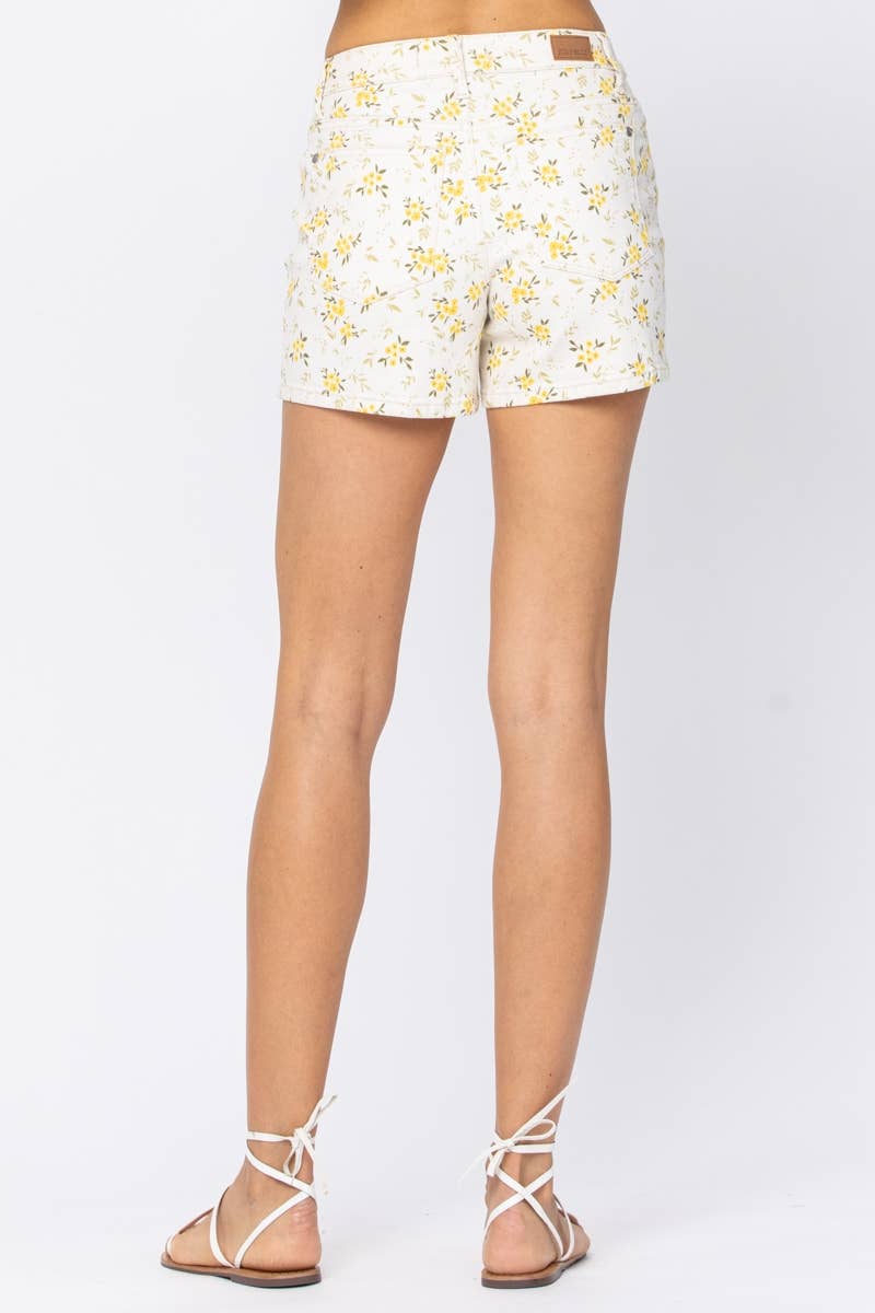 FLOWER PRINT SHORTS - PLUS