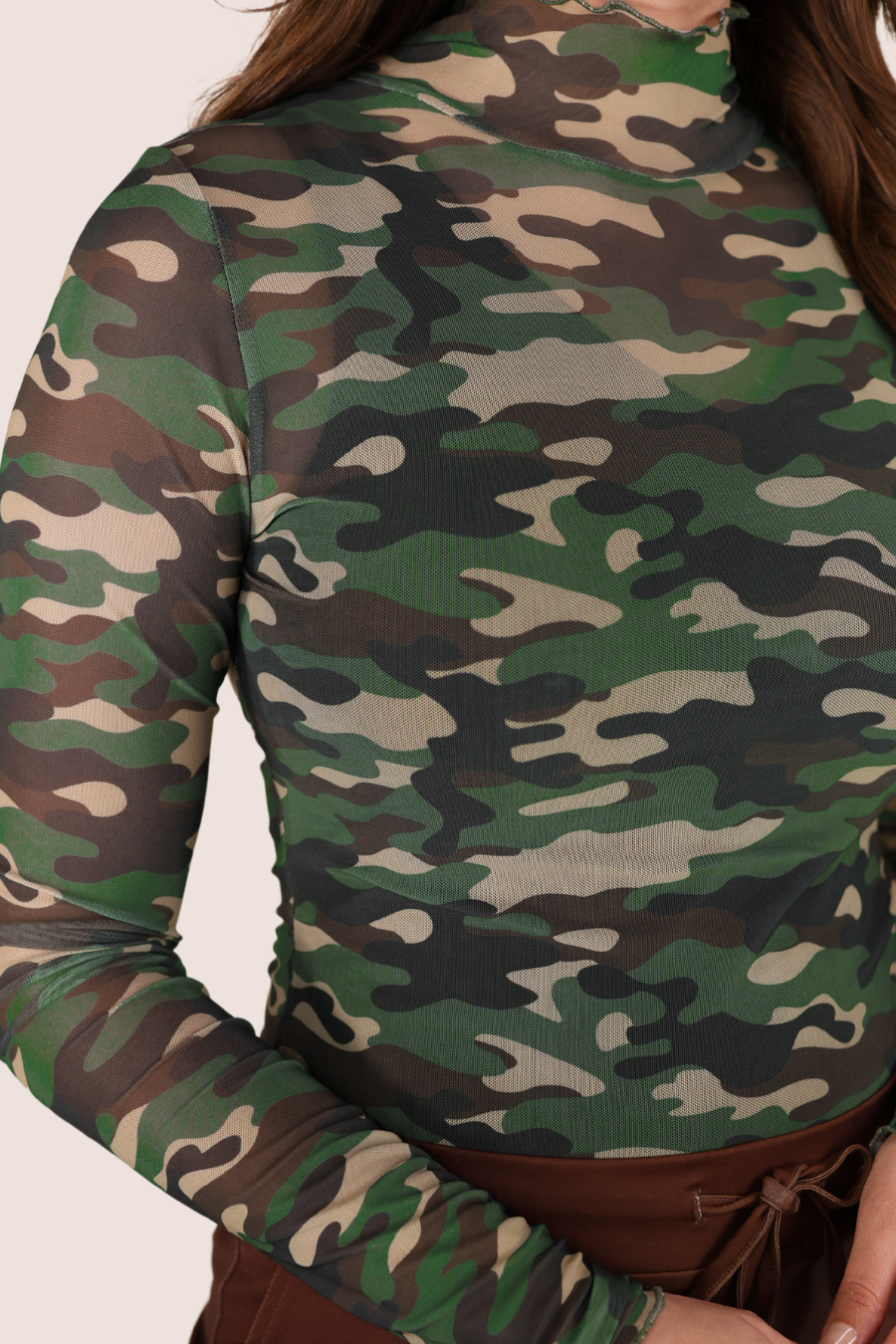 Keigan Mesh Top- Green Camo