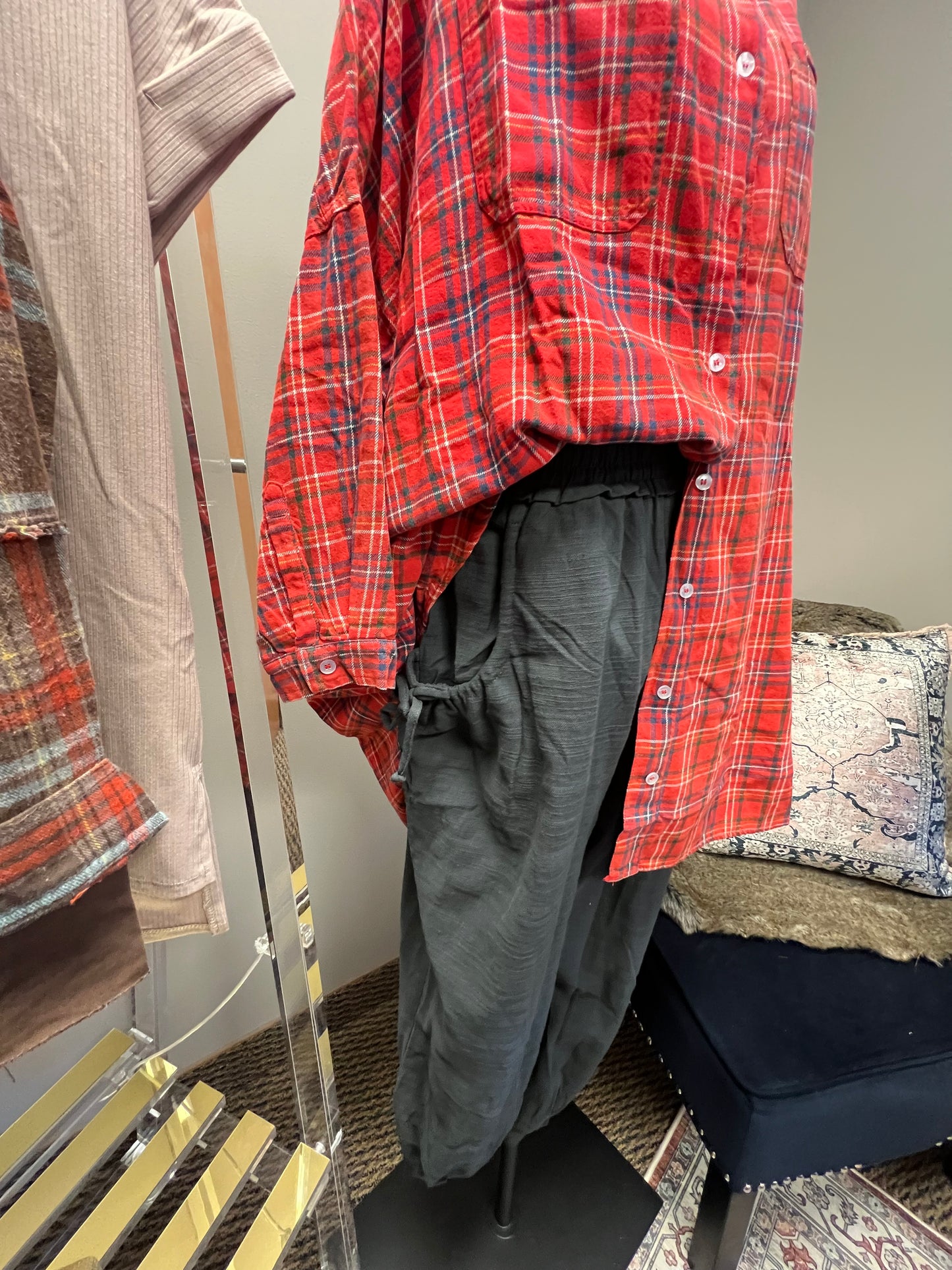 and the why red plaid tunic