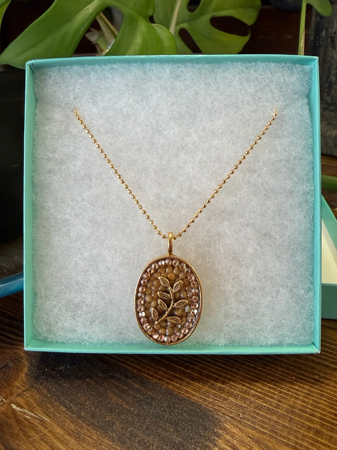 Mustard Seed Vine Oval Necklace