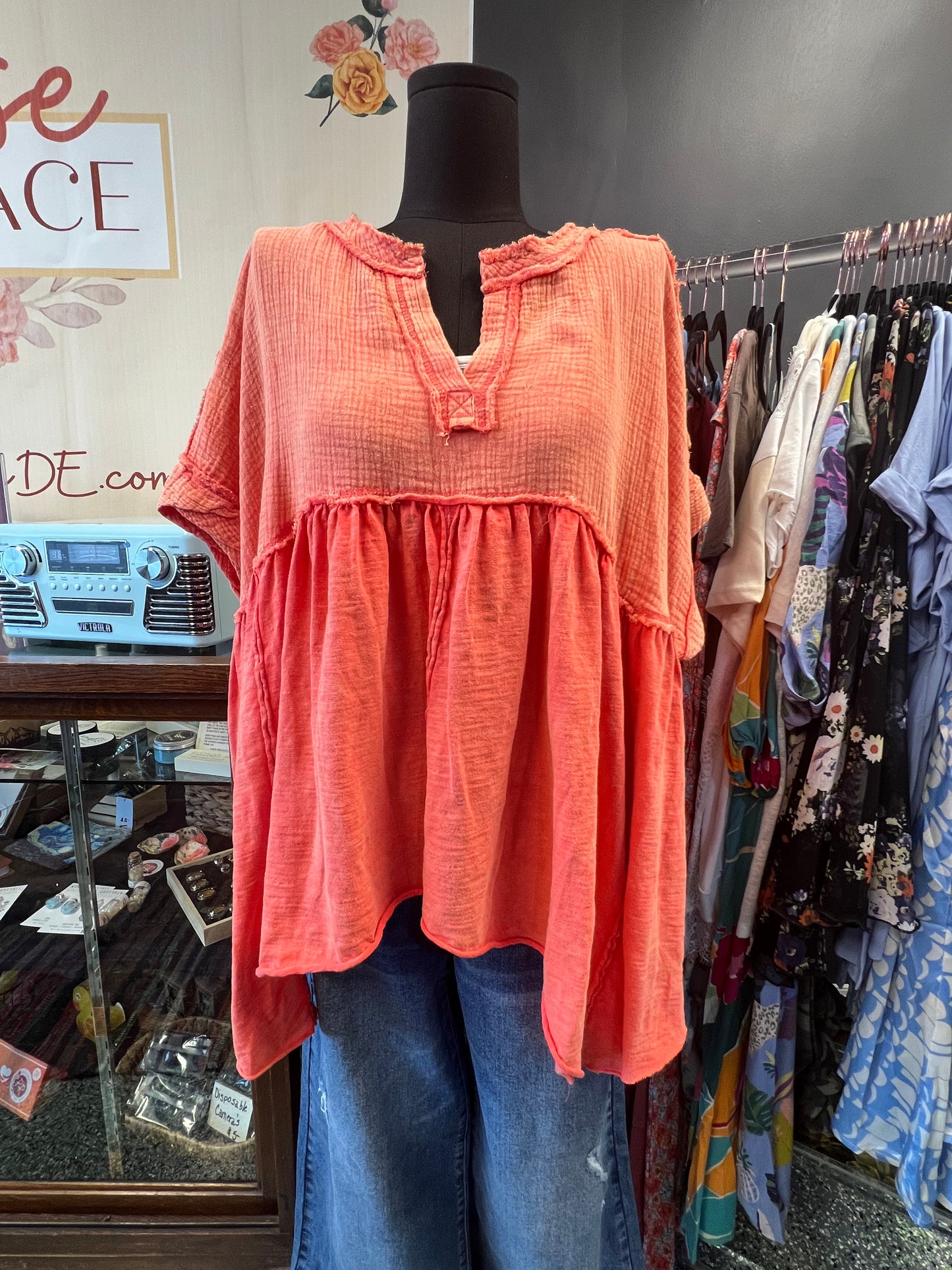 Madelyn Tangerine Babydoll Top
