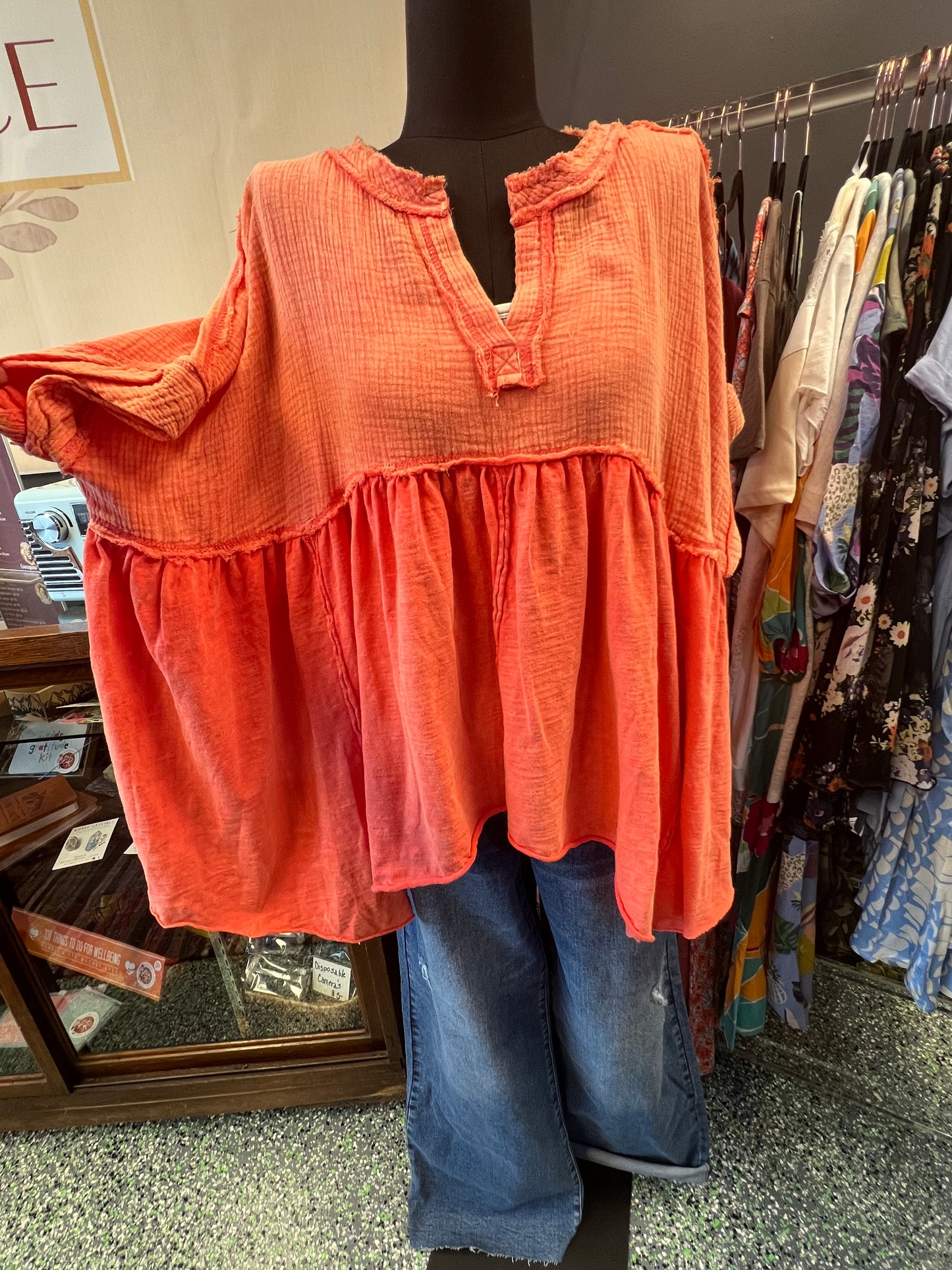 Madelyn Tangerine Babydoll Top