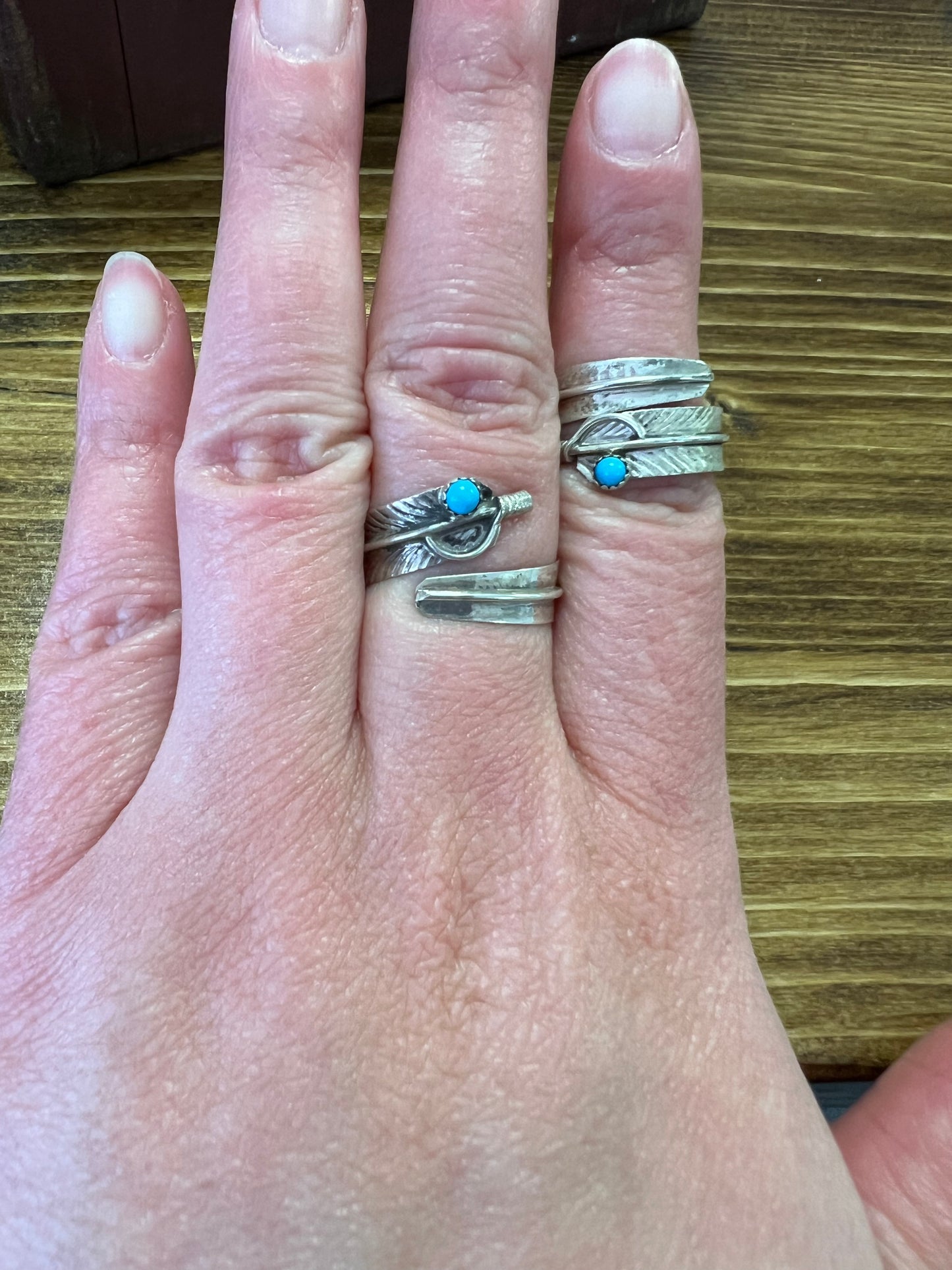 Sterling Silver with Turquoise Feather Ring