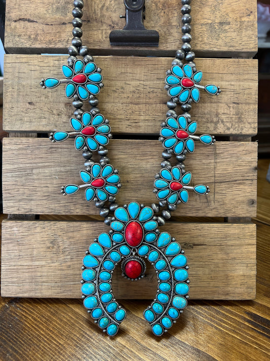 Western Bloom Squash Blossom Necklace Set