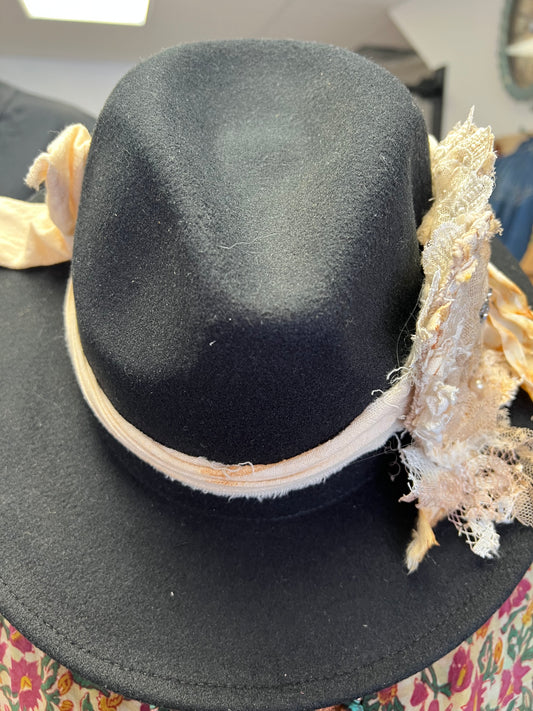 Vintage Lace & Silk Rancher Hat