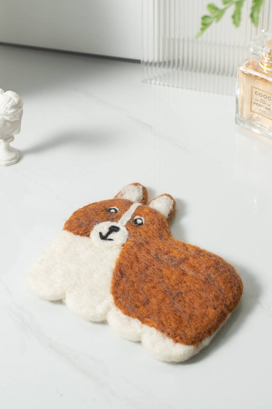 Nepal Handmade Dog Felt Coffee Cup Mug Table Mat Coasters