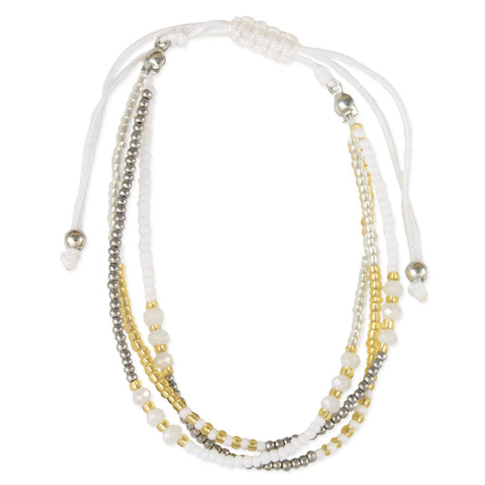 Light Layers White Bead Pull Bracelet