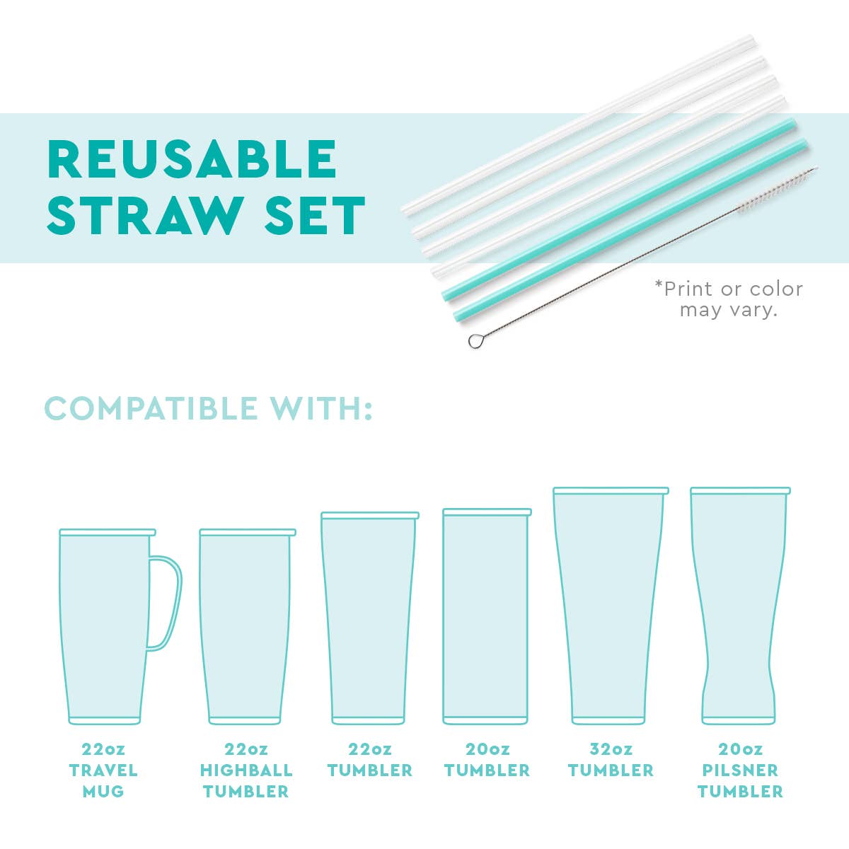 Cloud Nine Glitter Reusable Straw Set