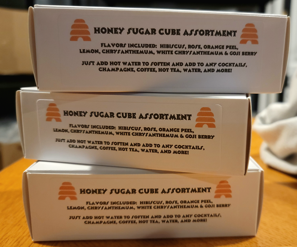 Gourmet Honey Sugar Cubes with flowers and fruit