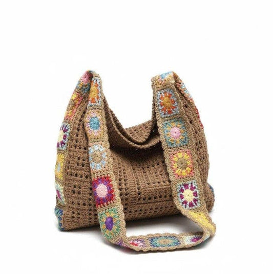 SF252119 Lottie Granny Square Chic Detailing Hobo Tote
