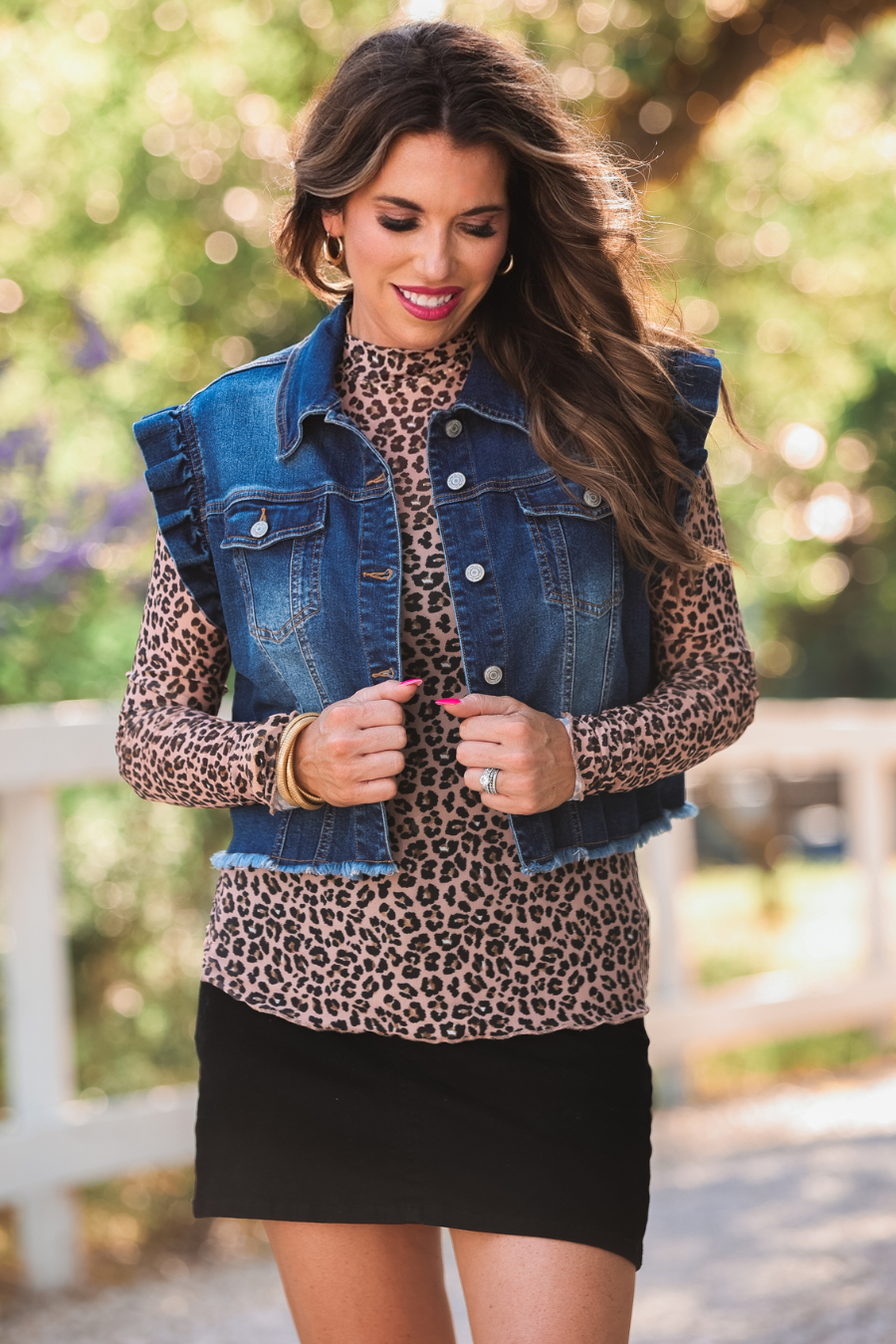 Jordan Ruffle Denim Vest- Dark Denim
