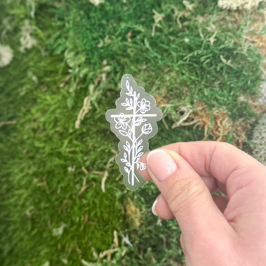 Floral Cross Vinyl Sticker