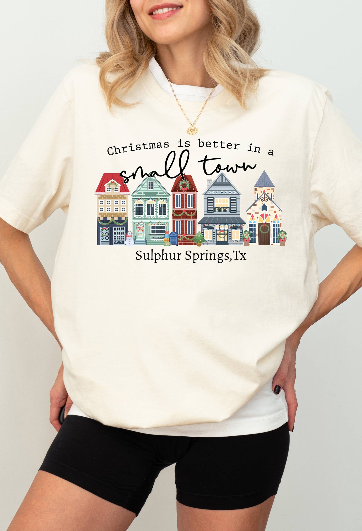 CUSTOM CHRISTMAS IN A SMALL TOWN GRAPHIC TEE
