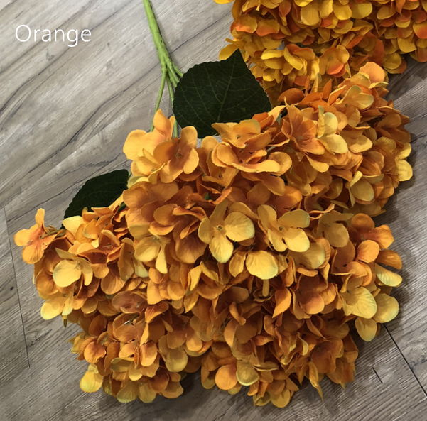 18" Super Soft Silk Hydrangea Artificial Flower YellowOrange