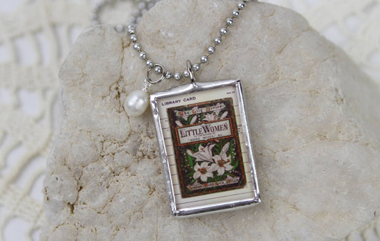 Little Women Vintage Book Cover Charm Necklace