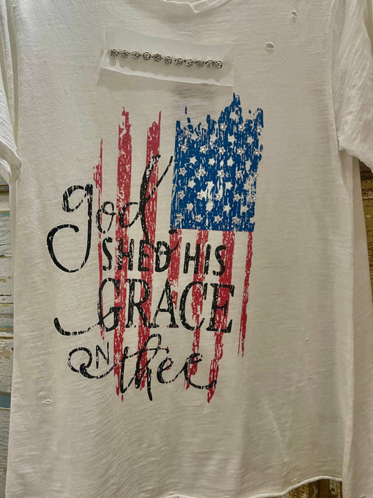 God Shed His Grace on Thee Tattered Tee