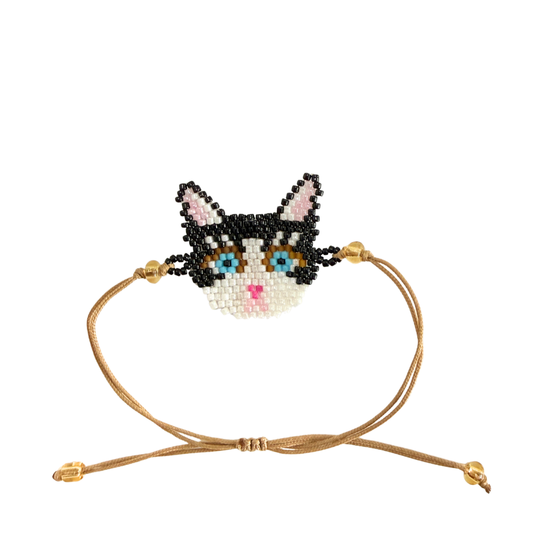Beaded Calico Cat Bracelet