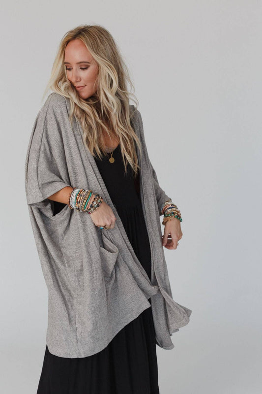 Boho Hooded Ribbed Sweater - Oatmeal