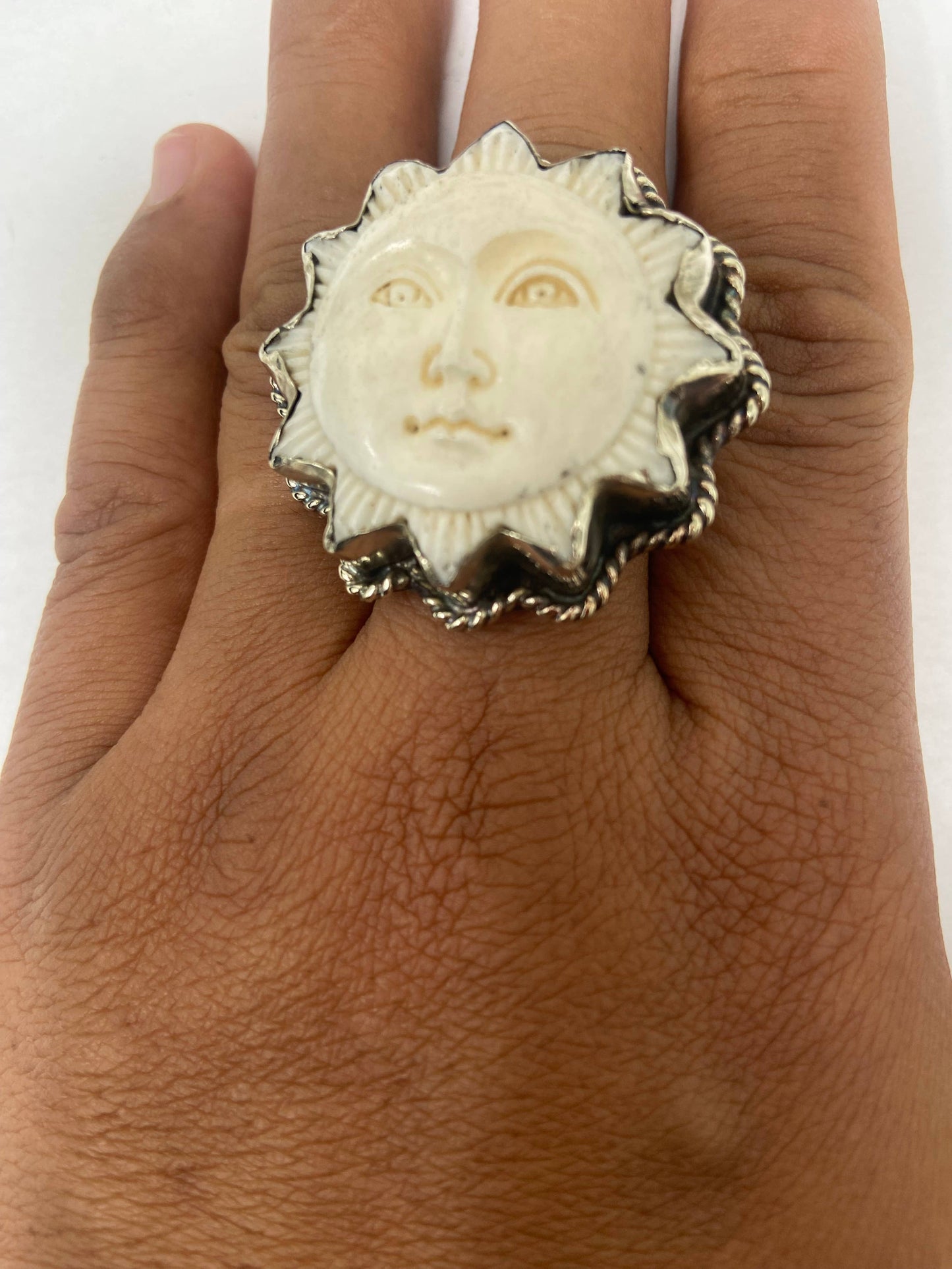 Bone carved Sun Ring