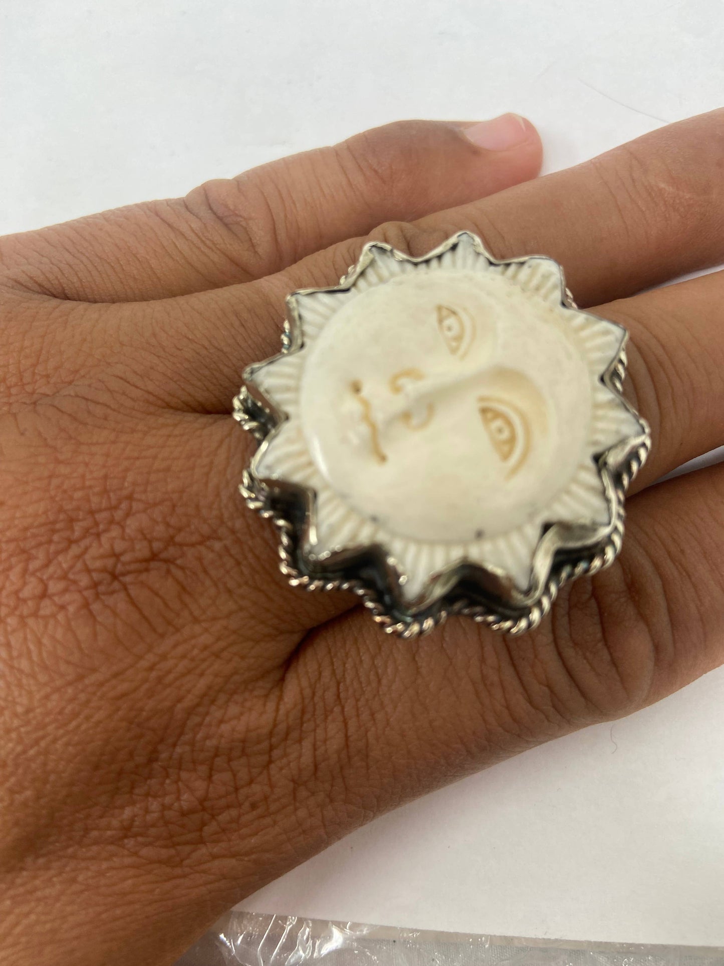 Bone carved Sun Ring