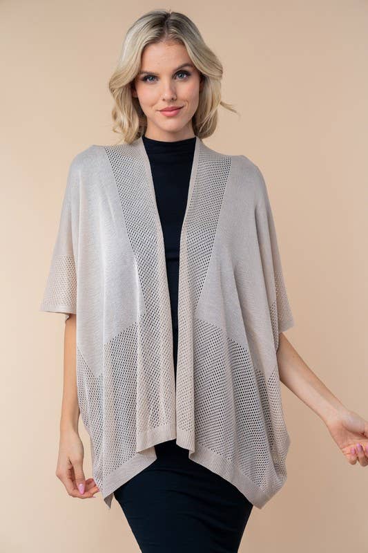 T25067 Three Quarter Sleeve Solid Knit Cardigan