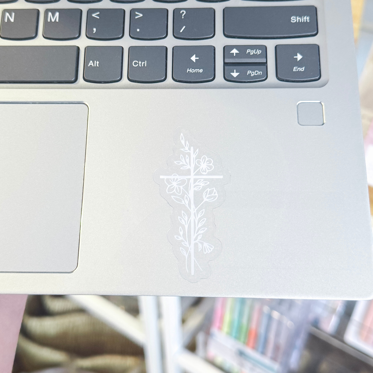 Floral Cross Vinyl Sticker