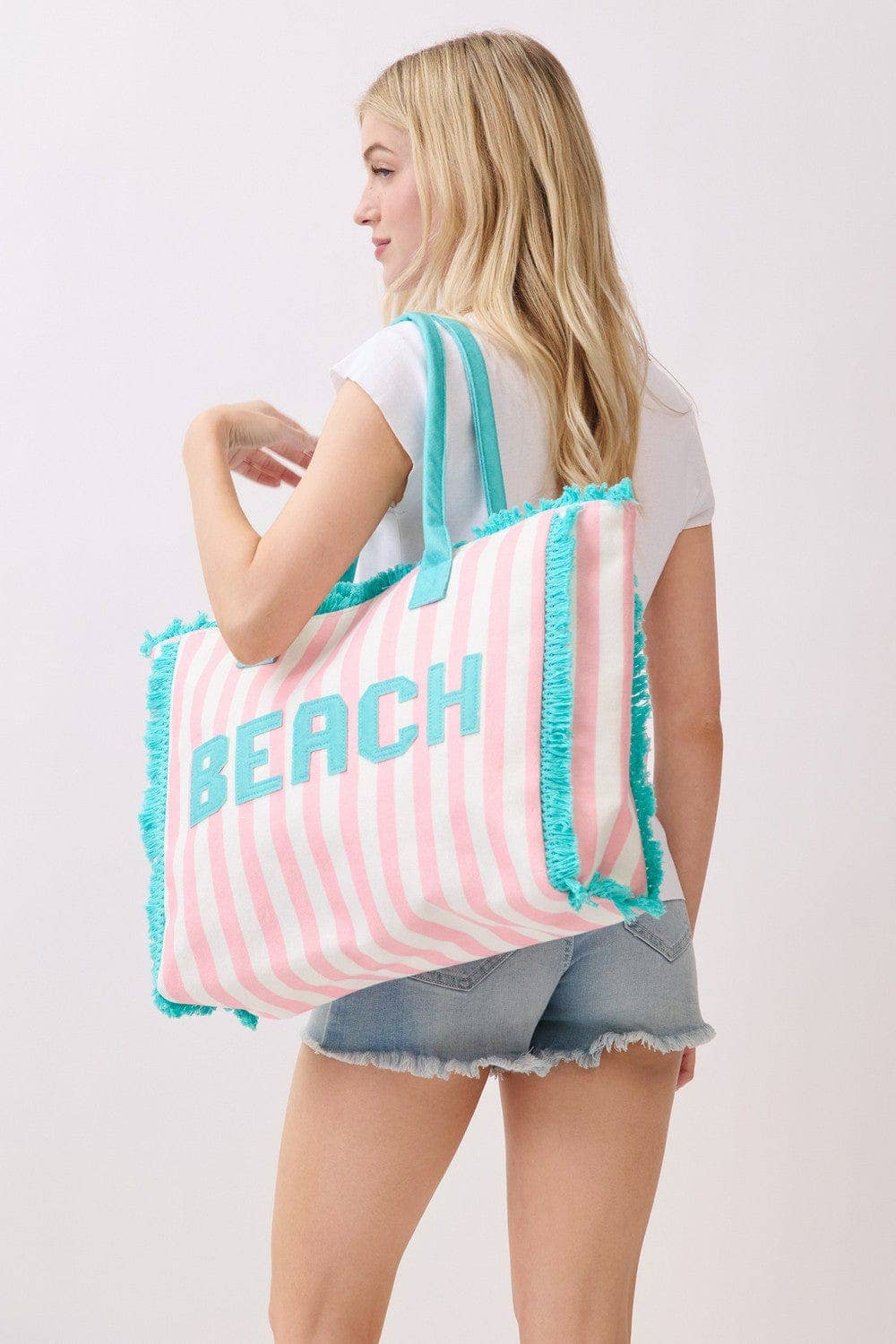 MB0331 Striped Terry Cloth Beach Tote Bag