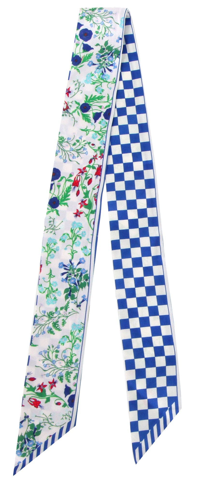 Check Floral Skinny Scarf