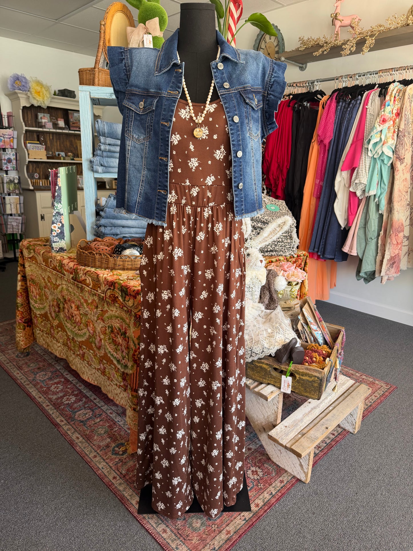 Chocolate Blossom Wide Leg Romper