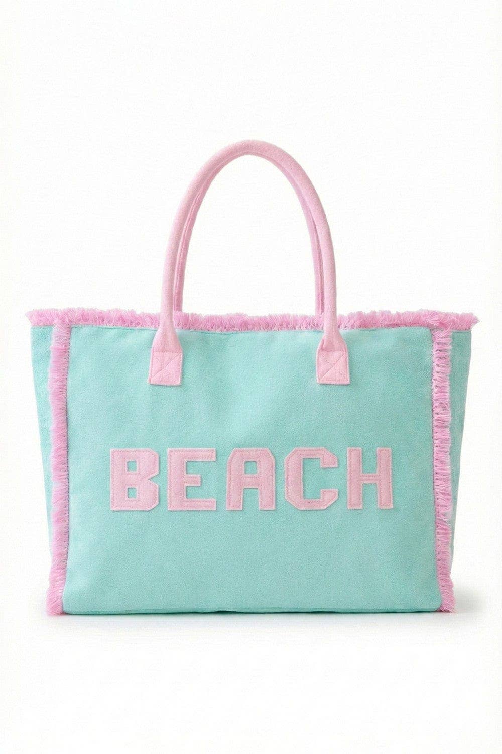 MB0330 Terry Cloth Fringe Beach Tote Bag