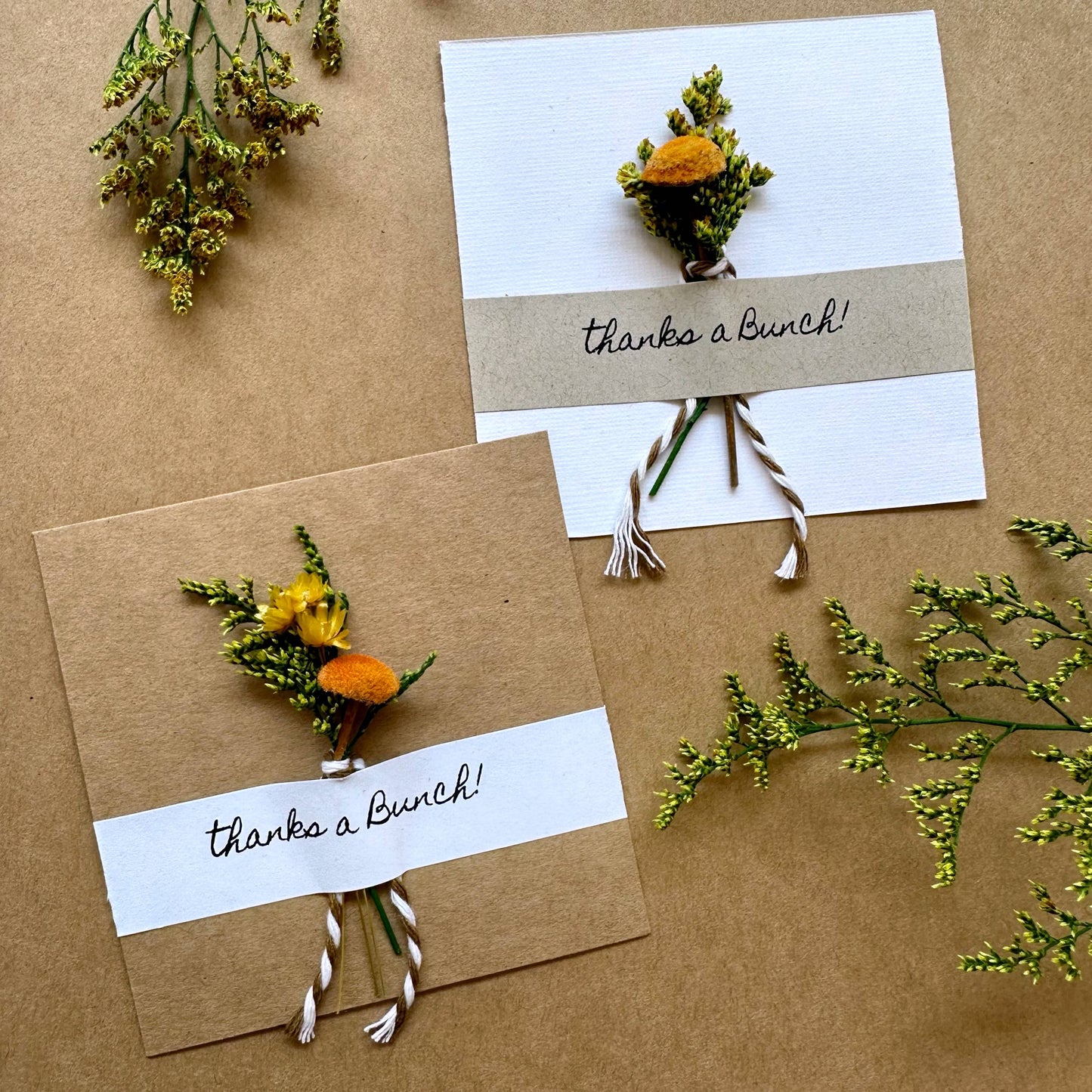 Thanks a Bunch Mini Orange Dried Floral Bouquet Card 