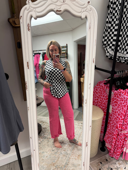 Outlaw Crop Jeans - Pink