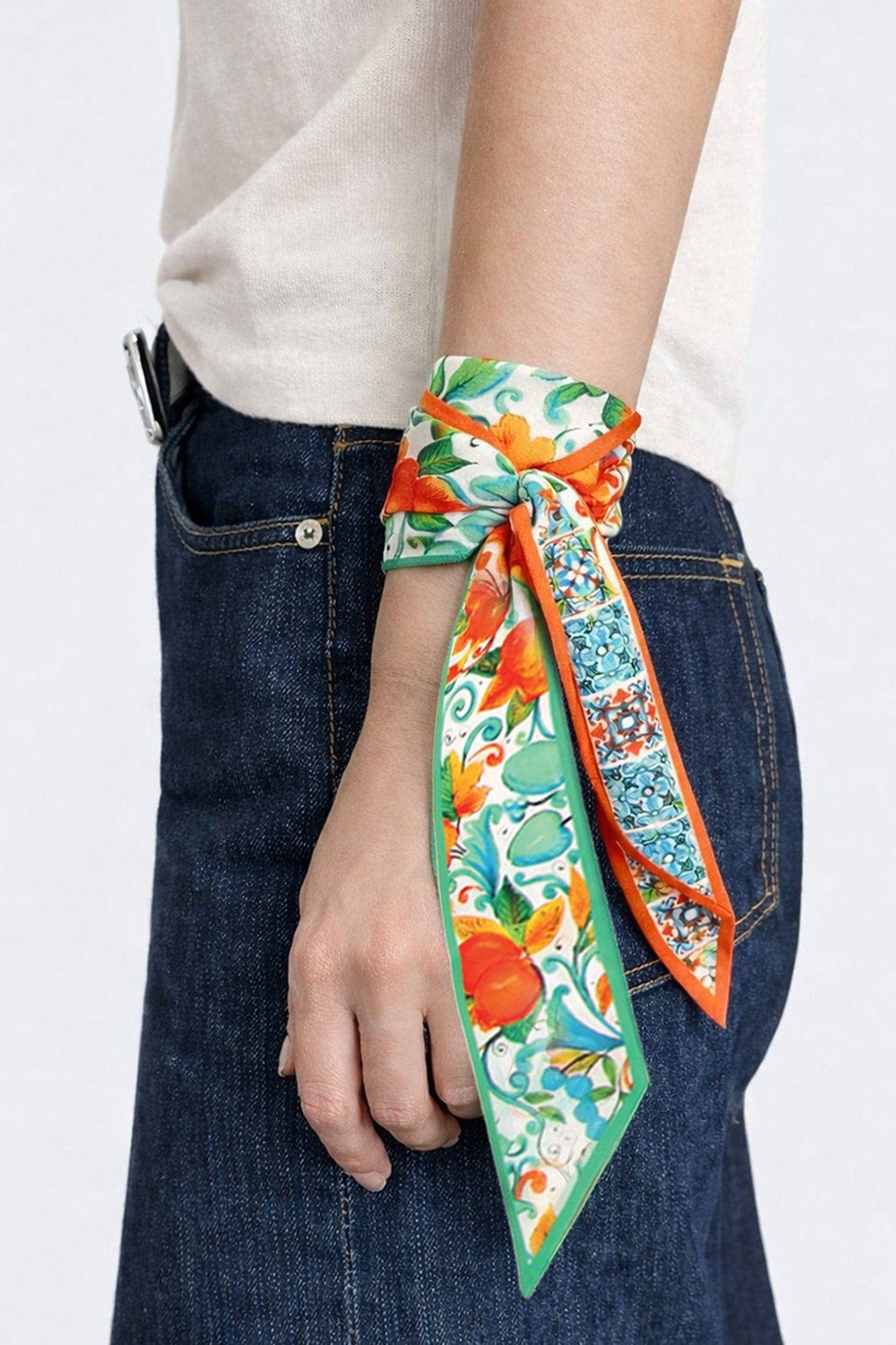Lemon Patchwork Skinny Scarf