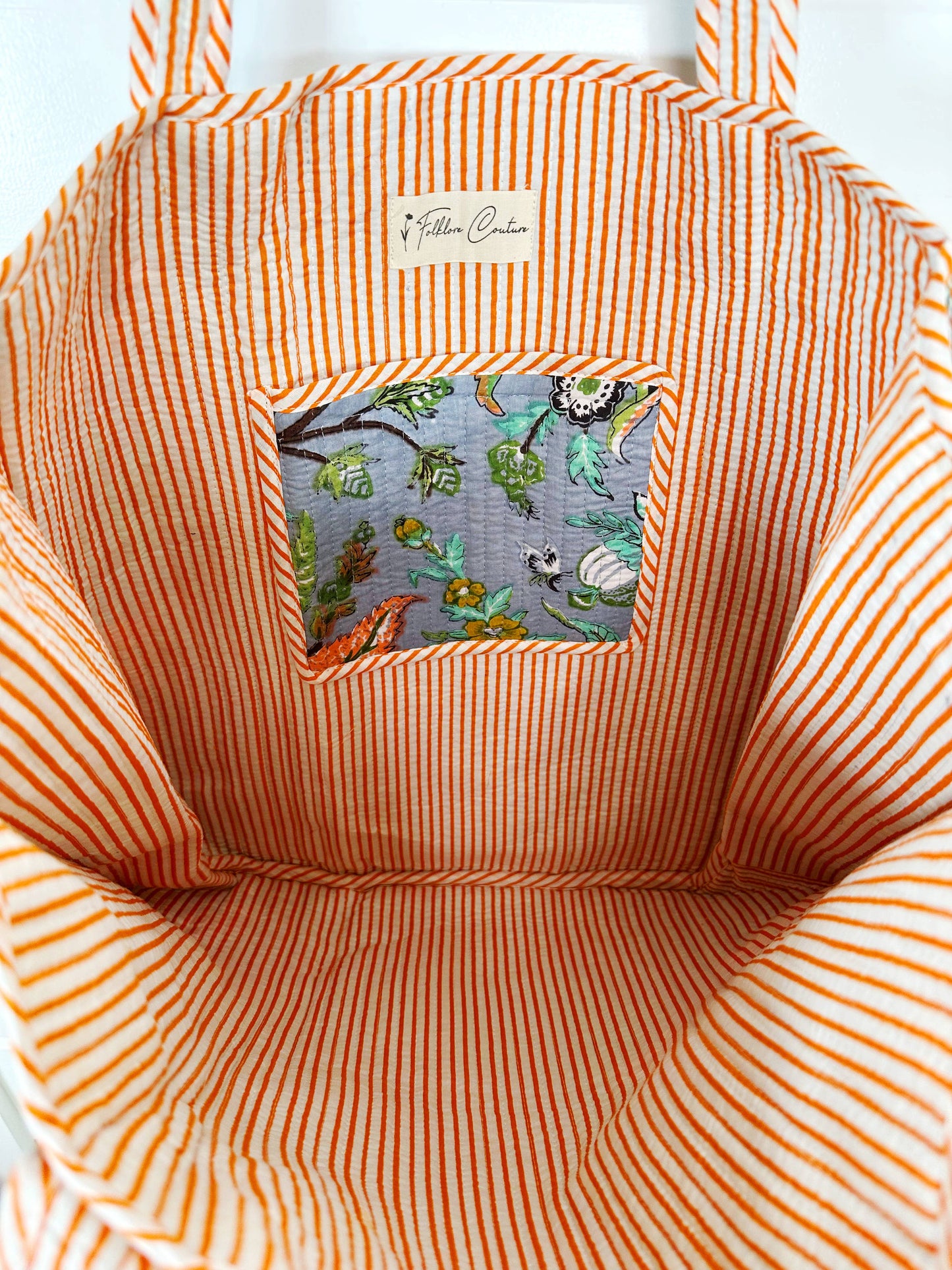 Quilted Tote Bag | Botanical Tote Bag | Large Shopping Tote